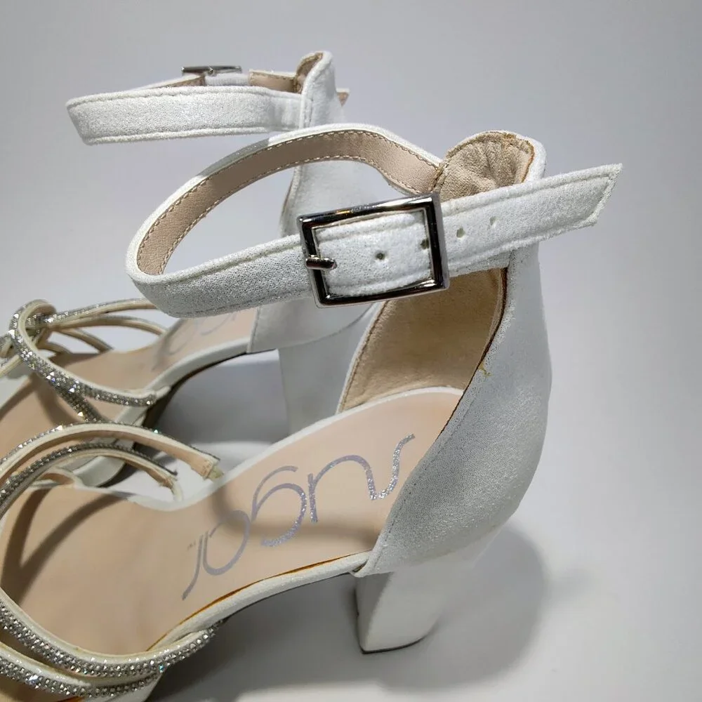 Sugar Women's Size 10M Petal‎ White Shimmer Block Heels NWOT